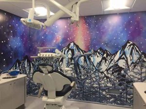 SEARHC employee and artist Sydney Akagi brought the Alaska outdoors into the Children’s Dental Clinic. Sydney is a Dental Case Coordinator at the Clinic and sought to make the art inviting and comforting for children undergoing dental procedures.Image-SEARHC