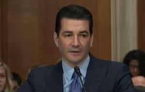 FDA Commissioner Scott Gottlieb testifying at his Senate confirmation hearing. Image C-SPAN