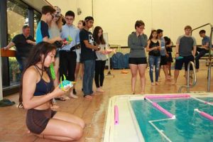 Students testing their robotic fish models for speed and agility. Image-Ansep