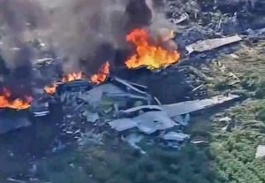 KC-130T crash site north of Jackson, Mississippi. Image-CNN video screengrab
