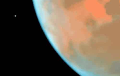 NASA’s Hubble Sees Martian Moon Orbiting the Red Planet