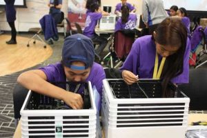 Northwest Arctic Borough School District students building computers on the University of Alaska Anchorage campus this week. Image-ANSEP