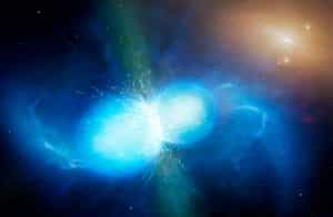 Artist impression of merging neutron stars. Image- University of Warwick/Mark Garlick
