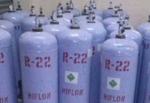 Bottles of R-22 refrigerant.