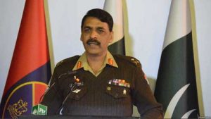 Army spokesman Major-General Asif Ghafoor holds a press briefing, Dec. 27, 2017, in this his handout picture made available by Pakistan's Army's media wing, ISPR.