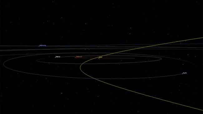 Asteroid 2002 AJ129 will make its closest approach to Earth on Feb. 4, 2018, at 1:30 p.m. PST (4:30 p.m. EST). At the time of closest approach, the asteroid will be no closer than 10 times the distance between Earth and the moon. Image credit: NASA/JPL-Caltech 