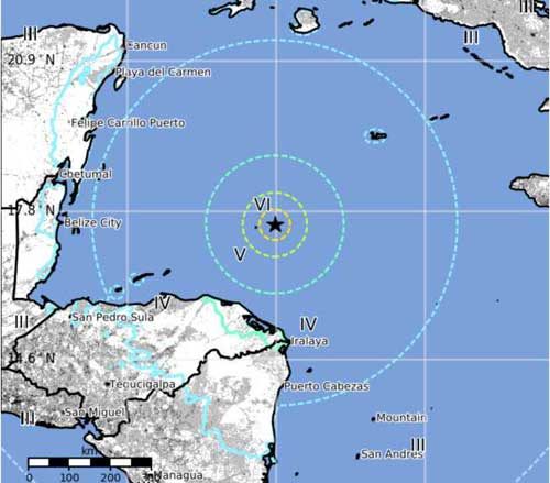 7.6 Quake Strikes Caribbean Sea Tuesday Night