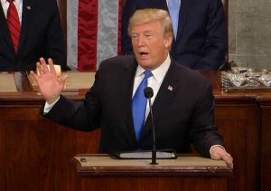 Trump delivering State of the Union. Image-VOA