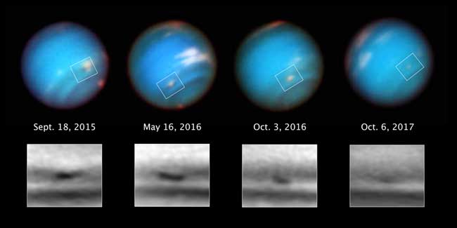 Hubble Sees Neptune’s Mysterious Shrinking Storm