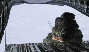 Dumping cargo from C-17 Globemaster III transport several hundred miles north of Alaskan coast. Screengrab Staff Sgt. Balinda O'Neal Dresel video