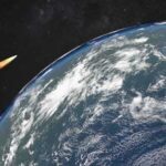 In this video grab from RU-RTR, an Avangard hyper is seen in space in a computer simulation.
