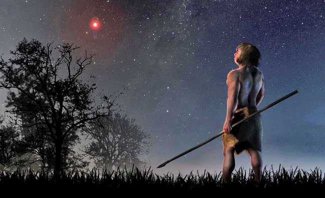 At a time when modern humans were beginning to leave Africa and the Neanderthals were living on our planet, Scholz's star approached less than a light-year. CREDIT-José A. Peñas/SINC