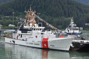 The Coast Guard Cutter Bailey Barco during the vessel's commissioning ceremony in Juneau, Alaska, June 14, 2017. Coast Guard photo by Petty Officer 1st Class Jon-Paul Rios.