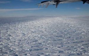 The surface of the Thwaites Glacier, photographed from a 2017 reconnaissance flight. Credit: NSF photo