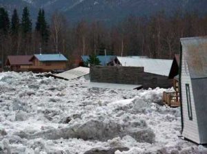 Ice blocks and flooding inundate Eagle in May 2009. Image-US National Park Service