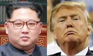 Kim Jong Un (L) and Donald Trump (R)