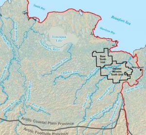 BLM map showing the location of the Greater Moose's Tooth unit on NPR.