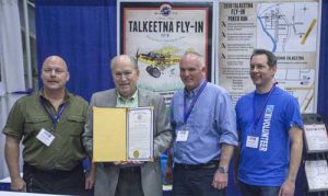 L-R Alaska Airmen Association Board Members, Doug Bradbury, Sven Lincke, and Kevin Campbell with Governor Walker. Image-State of Alaska