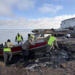 Alaska Organized Militia members assigned to Task Force Bethel continue recovery efforts, including retrieving boats the storm washed away and clearing debris at Chefornak. (Courtesy photo)