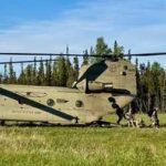 Soldiers assigned to the 1st Squadron, 40th Cavalry Regiment, 2nd Infantry Brigade Combat Team, 11th Airborne Division, conduct air assault operations during Exercise Red Flag-Alaska 26-2 at Donnelly drop zone near Fort Greely, Alaska. Courtesy photo