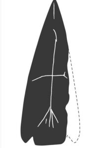 Image: Incised design on a slate lance from the Uyak site. Courtesy of the Native village of Larsen Bay.
