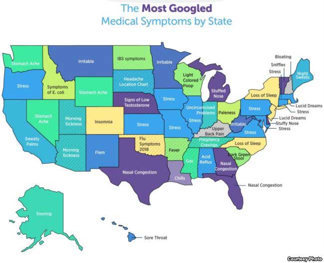 Most Googled Health Concerns in Each US State