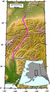 Image from research paper. This map shows the study area in central Alaska. Data for the research came from 303 high-sampling seismometers funded by the National Science Foundation.