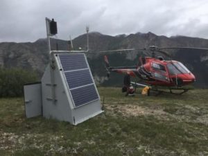 A seismic station near the John River in the Brooks Range north of Bettles during a trip in which technicians serviced it on July 19, 2018.  Photo by Max Enders.
