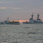 Coast Guard Cutter Munro interdicts an illegal drift net fishing vessel in the North Pacific. Image-USCG