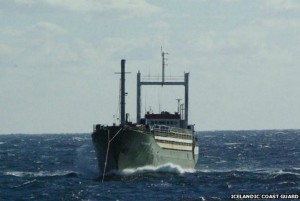 The Ezadeen, seen here under tow by an Icelandic rescue ship. Image-Icelandic Coast Guard