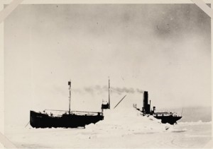 The S.S. Baychimo just after it became trapped in sea ice north of Alaska in October, 1931. Photo from Alaska and Polar Regions Collections & Archives at the Elmer E. Rasmuson Library, UAF.