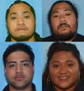 APD is seeking the whereabouts of Faamanu Vaifanua(top left), Macauther Vaifanua(top right), Rex Faumui(bottom left) and Tamole Lauina.(bottom right). Image-APD