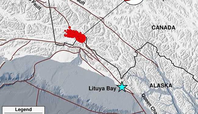 A wrinkle beneath the icy face of Alaska