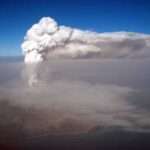 Photo by R.G. McGimsey/Alaska Volcano Observatory/U.S. Geological Survey A steam plume with minor ash extends northeast from Augustine Volcano on Jan. 30, 2006.