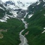 The site of the Palmer mine project, proposed in Alaska’s Chilkat Valley, is along Glacier Creek, which flows into the Chilkat River. The Chilkat Valley is the most biodiverse of any valley in Alaska. It is home to all five species of wild salmon, the largest gathering of bald eagles in North America, and both the community of Klukwan (Lingít: Tlákw Aan, or “eternal village”) and Haines (Lingít: Deishu). Courtesy of Chilkat Forever