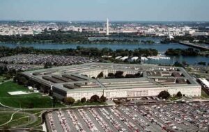 The Pentagon, looking northeast with the Potomac River and Washington Monument in the distance. DoD photo by Master Sgt. Ken Hammond, U.S. Air Force.
