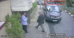 This image taken from CCTV video obtained by the Turkish newspaper Hurriyet and made available on Oct. 9, 2018 claims to show Saudi journalist Jamal Khashoggi entering the Saudi consulate in Istanbul, Oct. 2, 2018.