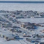 Photo courtesy of Andrew Mahoney An open flaw lead separates landfast ice near Utqiaġvik from pack ice beyond. An open flaw lead is a long, narrow strip of open water that forms between shore-attached sea ice and the drifting pack ice offshore.