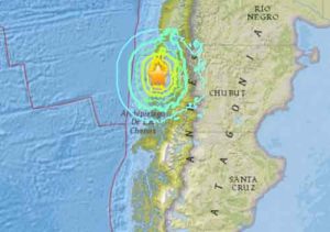 A 7.6 magnitude earthquake hit southern Chile on Sunday. Image-USGS