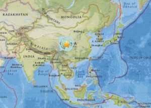 Location of Tuesday's 6.5 magnitude quake in Sichuan province. Image-USGS
