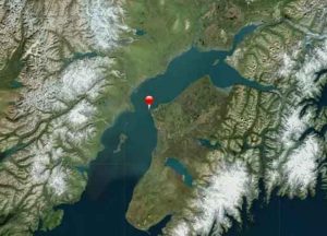 Location of leaking natural gas pipeline in Cook Inlet. Image-NASA/Earthstar Geographics