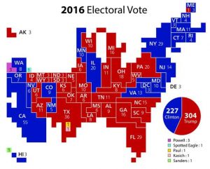 Breakdown of 2016 Electoral vote. Image-Ali Zifan/Cartogram—2012 Electoral Vote.svg by Kelvinsong
