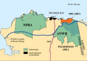 Map of northern Alaska showing locations of the Arctic National Wildlife Refuge, the 1002 area, and the National Petroleum Reserve—Alaska (NPRA). Source: U.S. Geological Survey