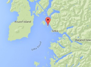 The kayak belonging to missing Sitka  man, Jesse Mills was located on Kasiana Island four miles from Sitka. Image-Google Maps