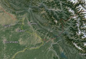 An anticipated earthquake generated on the Riasi Fault would have a major impact on Jammu. Image-Google Earth