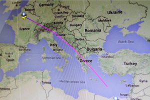 This image from Flightradar24.com shows the flight path of MS 804 just before it disappeared from Greek radar. Image-Flightradar24.com