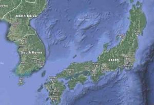 Map showing South Korea and Japan. Image-Google Maps