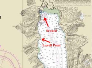 Chart showing location of Seward and Lowell Point. Image-NOAA Charts
