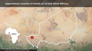 Map of Niger, showing the area where a joint U.S.-Niger military patrol was attacked.