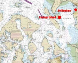 Location of Bellingham and Portage Island. Image-NOAA charts